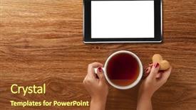  Presentation with cup of lemon tea - Amazing slide set having book movie - woman holding hot cup backdrop and a tawny brown colored foreground