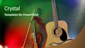  Presentation with acoustic - PPT theme with electric and acoustic guitars violin background and a forest green colored foreground
