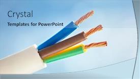  Presentation with electric cable - Presentation theme enhanced with electric-appliance-cable-twin background and a light blue colored foreground