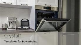  Presentation with electric - Presentation theme enhanced with electric-appliances-such-as-espresso background and a light gray colored foreground