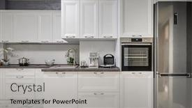  Presentation with electric - Audience pleasing theme consisting of electric-appliances-such-as-espresso backdrop and a light gray colored foreground