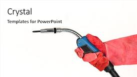  Presentation with welding - Audience pleasing presentation theme consisting of electric arc - hand holding welding gun silated backdrop and a white colored foreground