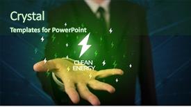  Presentation with lightning - Beautiful PPT theme featuring electric arc - hand in suit holding lightning backdrop and a forest green colored foreground