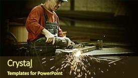  Presentation with welding - Presentation theme consisting of electric arc - industrial worker cutting and welding background and a tawny brown colored foreground