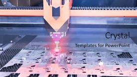  Presentation with laser cutting - Presentation consisting of electric arc - laser cutting metal industry concept background and a teal colored foreground