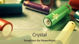  Presentation with battery - Beautiful presentation featuring electric battery - many batteries on a metal backdrop and a blonde colored foreground