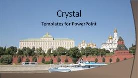  Presentation with ship - Presentation theme enhanced with electric boat - river ship against the background background and a  colored foreground