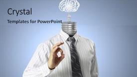  Presentation with head - Amazing slide deck having electric bulb - dea concept lamp head businessman backdrop and a light blue colored foreground