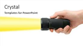  Presentation with waiter hand in white glove - Presentation theme consisting of electric bulb - flashlight in hand isolated background and a white colored foreground