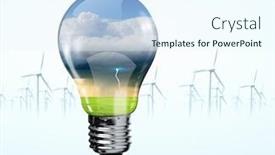  Presentation with renewable energy - Slides having electric bulb and windmill generators renewable energy concept background and a sky blue colored foreground