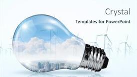  Presentation with renewable energy - Cool new slides with electric-bulb-and-windmill-generators backdrop and a cool aqua colored foreground