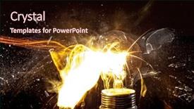  Presentation with explosion - Amazing PPT theme having real explosion of vintage electric bulb high speed photography backdrop and a wine colored foreground