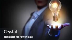  Presentation with bulb - Amazing theme having electric bulb in woman hand backdrop and a wine colored foreground