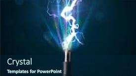  Presentation with electric cable - PPT theme featuring electric cable close-up with glowing electricity lightning background and a navy blue colored foreground