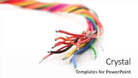  Presentation with electric cable - Slide set with electric cable ends isolated background and a white colored foreground