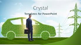  Presentation with electric car - Slide deck enhanced with electric-car-and-green-energy background and a sky blue colored foreground