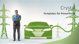  Presentation with green energy - PPT theme with electric-car-and-green-energy background and a sky blue colored foreground