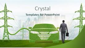  Presentation with electric car - Slide deck featuring electric-car-and-green-energy background and a sky blue colored foreground