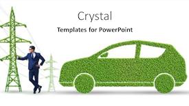  Presentation with electric car - PPT theme featuring electric-car-and-green-energy background and a white colored foreground