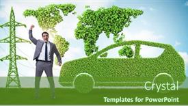  Presentation with electric car - Slide deck consisting of electric-car-and-green-energy background and a tawny brown colored foreground