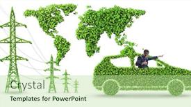  Presentation with green energy - Presentation design featuring electric-car-and-green-energy background and a mint green colored foreground