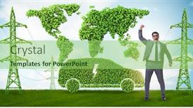  Presentation with green energy - Cool new PPT theme with electric-car-and-green-energy backdrop and a seafoam green colored foreground