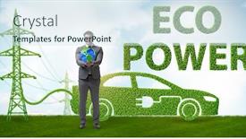  Presentation with green energy - Slide set enhanced with electric-car-and-green-energy background and a sky blue colored foreground