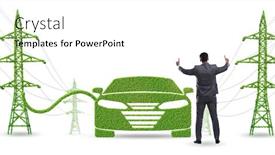  Presentation with electric car - Amazing presentation design having electric-car-and-green-energy backdrop and a white colored foreground