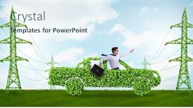  Presentation with green energy - Beautiful slide set featuring electric-car-and-green-energy backdrop and a sky blue colored foreground