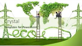  Presentation with electric car - PPT theme consisting of electric-car-and-green-energy background and a soft green colored foreground