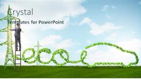  Presentation with electric car - Colorful PPT theme enhanced with electric-car-and-green-energy backdrop and a sky blue colored foreground