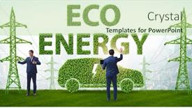  Presentation with green energy - Beautiful presentation design featuring electric-car-and-green-energy backdrop and a mint green colored foreground