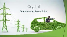  Presentation with electric car - Theme consisting of electric-car-and-green-energy background and a sky blue colored foreground