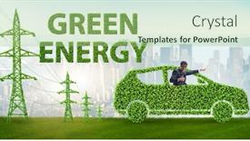  Presentation with green energy - Audience pleasing theme consisting of electric-car-and-green-energy backdrop and a mint green colored foreground