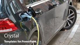  Presentation with electric charging - Colorful presentation theme enhanced with electric car at a charging station backdrop and a gray colored foreground