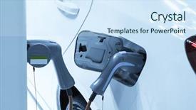  Presentation with electric car - Theme with electric car at charge point background and a sky blue colored foreground