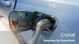  Presentation with electric car - Beautiful theme featuring electric car at charge point backdrop and a ocean colored foreground