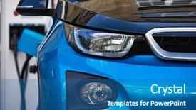  Presentation with power supply - PPT layouts consisting of electric car being charge background and a ocean colored foreground