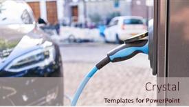  Presentation with electric car - Slides enhanced with electric-car-charging-at-street background and a lemonade colored foreground