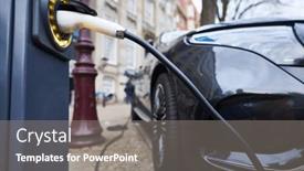  Presentation with electric charging - Slides consisting of electric-car-charging-charger-connector background and a gray colored foreground