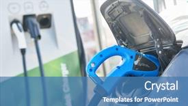  Presentation with electric charging - Cool new PPT layouts with electric car charging ecological automobile backdrop and a teal colored foreground