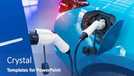  Presentation with car parking lot - Cool new presentation design with electric-car-charging-on-parking backdrop and a ocean colored foreground