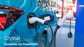  Presentation with car parking lot - Audience pleasing slide set consisting of electric-car-charging-on-parking backdrop and a ocean colored foreground