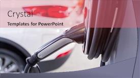  Presentation with car parking lot - Audience pleasing presentation theme consisting of electric-car-charging-on-parking backdrop and a coral colored foreground