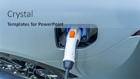  Presentation with car parking lot - Presentation theme having electric-car-charging-on-parking background and a light blue colored foreground