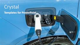  Presentation with car parking lot - Slide deck featuring electric-car-charging-on-parking background and a teal colored foreground