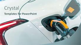  Presentation with car parking lot - Presentation theme featuring electric-car-charging-on-parking background and a sky blue colored foreground