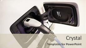  Presentation with electric car - Presentation theme featuring electric car charging socket background and a soft green colored foreground