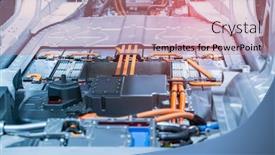  Presentation with electric car battery - Presentation theme having electric-car-lithium-battery-pack background and a coral colored foreground