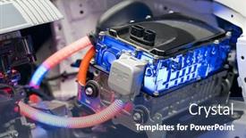  Presentation with electric car battery - Colorful PPT layouts enhanced with electric-car-lithium-battery-pack backdrop and a ocean colored foreground
